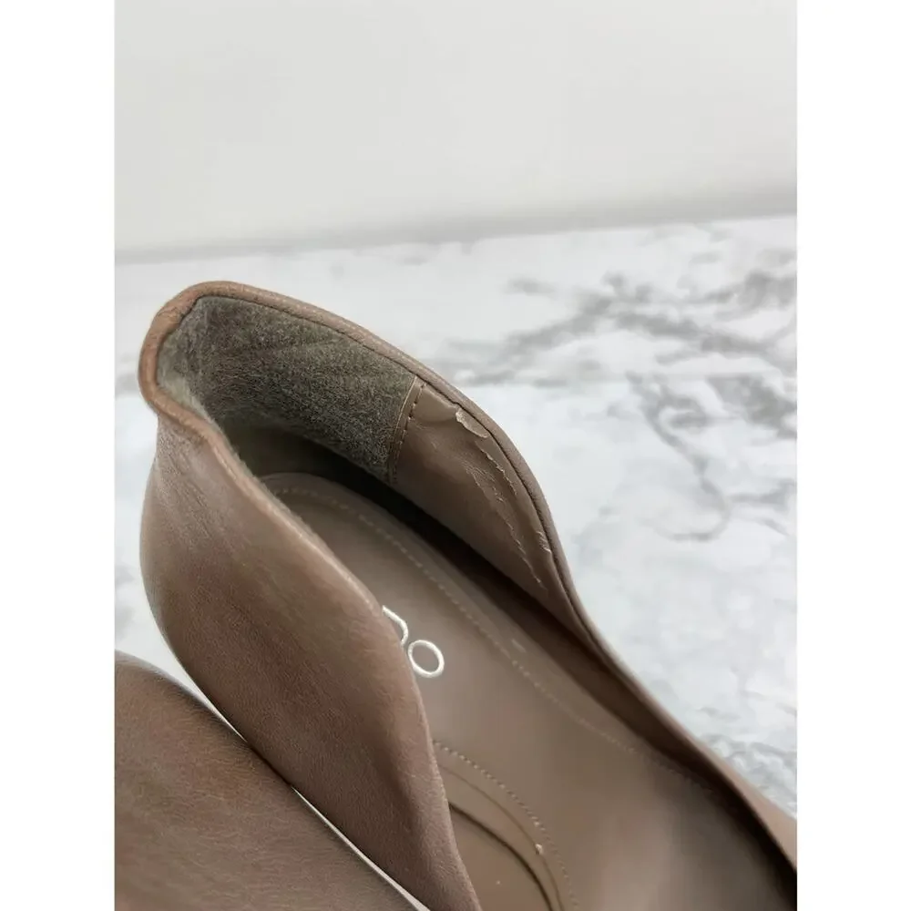 Aldo Taupe Brown Leather D'Orsay Platform Pumps Heels Size 40 Women's